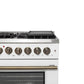 FORNO Galiano 48" 6.58 cu. ft. French Door Dual Fuel Range with 8 Sealed Burners and Griddle in White with Antique Brass Accents, FFSGS6356-48WHT