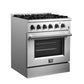 FORNO Marco 30" 4.32 cu. ft. Dual Fuel Range in Stainless Steel with 4 Sealed Burners, FFSGS6197-30