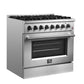 FORNO Marco 36" 5.36 cu. ft. Dual Fuel Range in Stainless Steel with 6 Sealed Burners, FFSGS6197-36