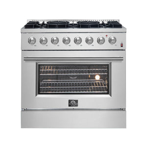 FORNO Marco 36" 5.36 cu. ft. Dual Fuel Range in Stainless Steel with 6 Sealed Burners, FFSGS6197-36