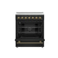 FORNO Espresso Paolo 30" 4.38 cu. ft. Freestanding Electric Range in Black with Antique Brass Handles, FFSEL6011-30BLK