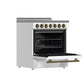 FORNO Espresso Paolo 30" 4.38 cu. ft. Freestanding Electric Range in White with Antique Brass Handles, FFSEL6011-30WHT
