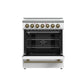 FORNO Espresso Paolo 30" 4.38 cu. ft. Freestanding Electric Range in White with Antique Brass Handles, FFSEL6011-30WHT