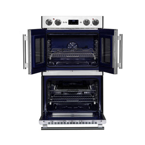 FORNO Gallico 30" 7.36 cu. ft. French Door Double Electric Wall Oven with Telescopic Racks, Air Fry, Self-Clean and Sous Vide, FBOEL1388-30