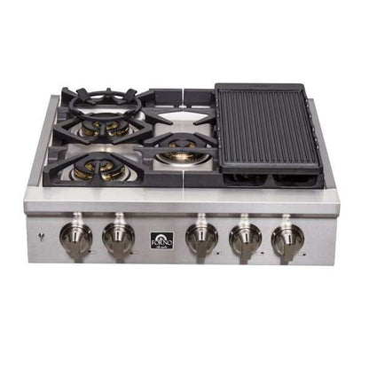 FORNO Spezia 30" Gas Rangetop with 5 Sealed Burners in Stainless Steel, FCTGS5751-30