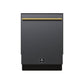 FORNO Espresso Romano 24" Built-In Tall Tub Dishwasher in Black with Antique Brass Handles, FDWBI8035-24BLK