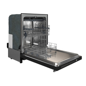 FORNO Espresso Pozzo 24" Built-In Dishwasher in Black with Antique Brass Handles, FDWBI8067-24BLK