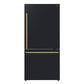 Forno Espresso Package - 30" Electric Range, Refrigerator and Dishwasher in Black with Antique Brass Handles