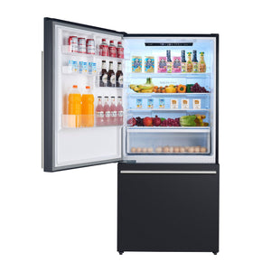 FORNO Espresso Milano 31" 17.2 cu. ft. Refrigerator and Bottom Freezer in Black with Silver Handles, FFFFD1785-31BLK