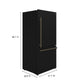 FORNO Espresso Milano 31" 17.2 cu. ft. Refrigerator and Bottom Freezer in Black with Antique Brass Handles, FFFFD1785-31BLK