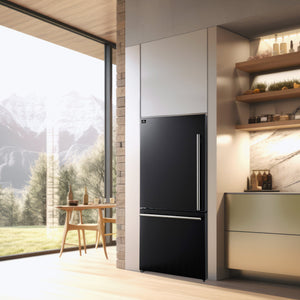 FORNO Espresso Milano 31" 17.2 cu. ft. Refrigerator and Bottom Freezer with Ice Maker in Black and Silver Handles