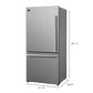 FORNO Espresso Milano 31" 17.2 cu. ft. Refrigerator and Bottom Freezer with Ice Maker in Stainless Steel and Silver Handles