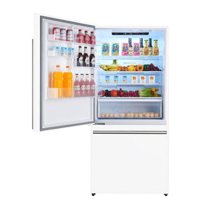 FORNO Espresso Milano 31" 17.2 cu. ft. Refrigerator and Bottom Freezer with Ice Maker in White and Silver Handles