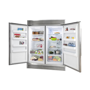 FORNO Rizzuto 60" 27.6 cu. ft. Refrigerator & Freezer in Stainless Steel with Grill Trim Kit, FFFFD1933-60S