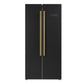 Forno Espresso Package - 30" Electric Range, Range Hood and Refrigerator in Black with Antique Brass Handles