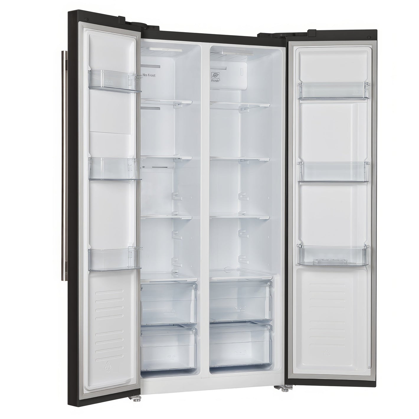 FORNO Espresso Salerno 33" 15.6 cu. ft. Refrigerator in Black with Antique Brass Handles, FFRBI1805-33BLK