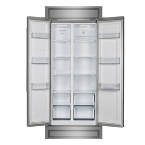 FORNO Salerno 37" 15.6 cu. ft. Side-by-Side Built-In Refrigerator in Stainless Steel and Modern Trim Kit, FFRBI1805-37MG