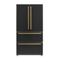 Forno Espresso Package - 36" Refrigerator and Dishwasher in Black with Antique Brass Handles