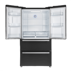 Forno Espresso Package - 36" Refrigerator and Dishwasher in Black with Silver Handles