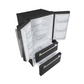 Forno Espresso Package - 30" Electric Range, Range Hood and Refrigerator in Black with Silver Handles