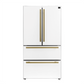 Forno Espresso Package - 30" Electric Range, Range Hood, Refrigerator and Dishwasher in White with Antique Brass Handles