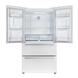 FORNO Espresso Moena 36" 19.2 cu. ft. Refrigerator with Ice Maker in White with Antique Brass Handles, FFRBI1820-36WHT