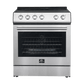 Forno Espresso Package - 30" Electric Range and Range Hood in Stainless Steel with Silver Handles, FBDL-002-01US
