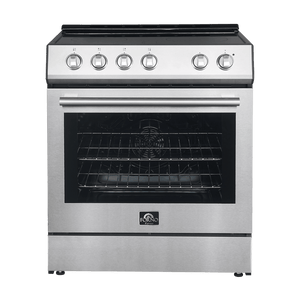 Forno Espresso Package - 30" Electric Range and Refrigerator in Stainless Steel with Silver Handles, FBDL-003-01US