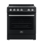 Forno Espresso Package - 30" Electric Range, Range Hood and Refrigerator in Black with Silver Handles, FBDL-001-02US