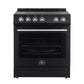 FORNO Espresso Leonardo 30" 5 cu. ft. Electric Range in Black with Silver Handles, FFSEL6012-30BLK