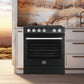 Forno Espresso Package - 30" Electric Range, Range Hood, Refrigerator and Dishwasher in Black with Antique Brass Handles