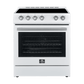 Forno Espresso Package - 30" Electric Range and Range Hood in White with Silver Handles, FBDL-002-03US