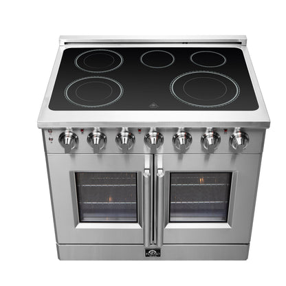 FORNO Massimo 36" 5.36 cu. ft. Freestanding French Door Electric Range with 5 Elements, FFSEL6955-36
