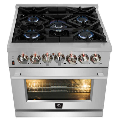 FORNO Massimo 30" 4.32 cu. ft. Freestanding Dual Fuel Range with 5 Burners, FFSGS6125-30