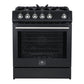 FORNO Espresso Leonardo 30" 5 cu. ft. Gas Range in Black with Silver Handles, FFSGS1116-30BLK