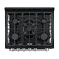 FORNO Espresso Leonardo 30" 5 cu. ft. Gas Range in Black with Silver Handles, FFSGS1116-30BLK