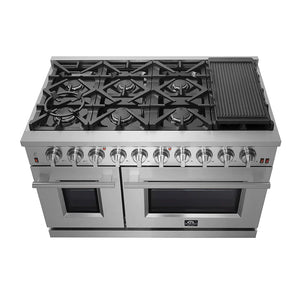 Forno Appliance Package - 48" Gas Range, Wall Mount Range Hood, AP-FFSGS6239-48