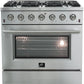 Forno Appliance Package - 36 Inch Gas Range, Wall Mount Range Hood, Microwave Drawer, Dishwasher, AP-FFSGS6244-36-6