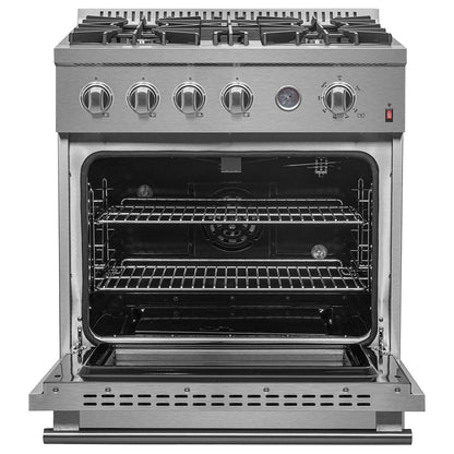 FORNO Marco 30" 4.32 cu.ft. Gas Range with 4 Burners and Built-In Temperature Gauge, FFSGS6277-30