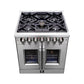 FORNO Massimo 30″ 4.32 cu. ft. Freestanding French Door Dual Fuel Range with 5 Burners, FFSGS6325-30
