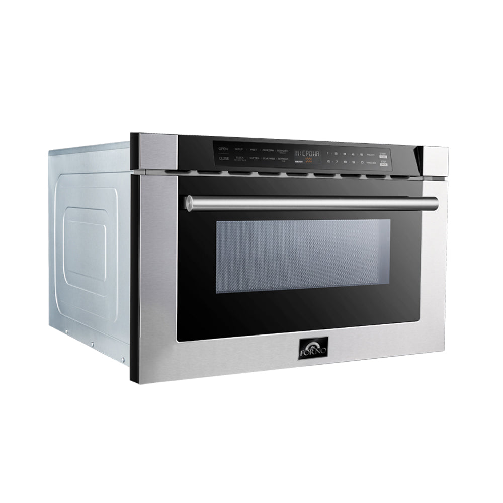 FORNO Capoliveri 24" 1.2 cu. ft. Built-In Microwave Drawer in Stainless Steel, FMWDR3000-24