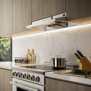 FORNO Espresso Cappa 30" 200 CFM Compact Under Cabinet Convertible Range Hood in White, FRHUC5200-30WHT