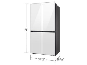 Samsung RF23DB960012 Bespoke Counter Depth 4-Door Flex™ Refrigerator (23 cu. ft.) with Beverage Center™ in White Glass - (with Customizable Door Panel Colors)