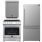 Forno Espresso Package - 30" Electric Range, Refrigerator and Dishwasher in Stainless Steel with Silver Handles