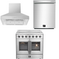 Forno Package - 36" Electric French Door Range, Wall Mount Range Hood and Dishwasher, AP-FFSEL6917-36-3PK-2