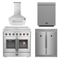 Forno Package - 36" Electric French Door Range, Wall Mount Range Hood, Refrigerator and Dishwasher, AP-FFSEL6917-36-4PK-1