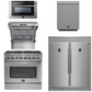 Forno Package - 36 Inch Dual Fuel Range, Wall Mount Range Hood, Refrigerator, Microwave Drawer, Dishwasher, AP-FFSGS6156-36-8