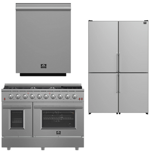 Forno Appliance Package - 48" Gas Range, Dishwasher, 48" Refrigerator, AP-FFSGS6244-48-11