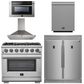 Forno Package - 36 Inch Pro Gas Range, Wall Mount Range Hood, Refrigerator, Microwave Drawer, Dishwasher, AP-FFSGS6260-36-W-8