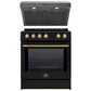 Forno Espresso Package - 30" Induction Range and Under Cabinet Range Hood in Black with Antique Brass Accents